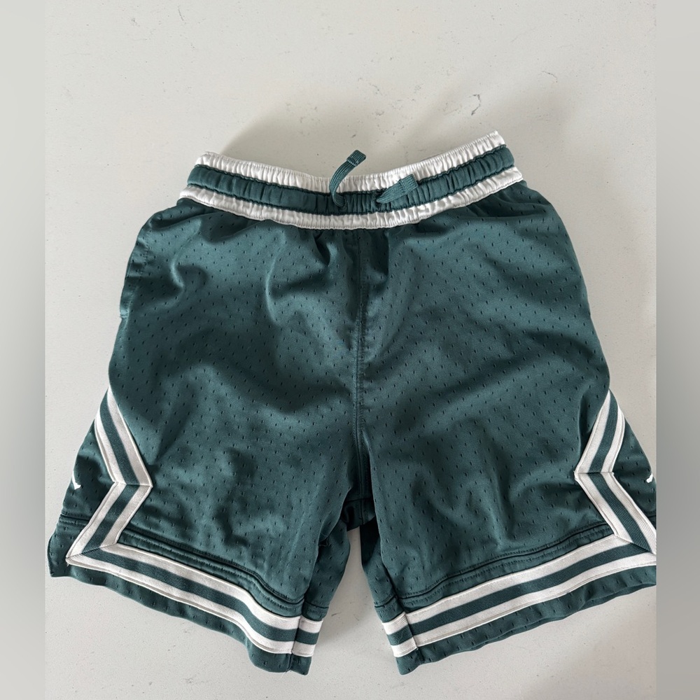 Jordan Teal Mesh Shorts with White Stripe Trim